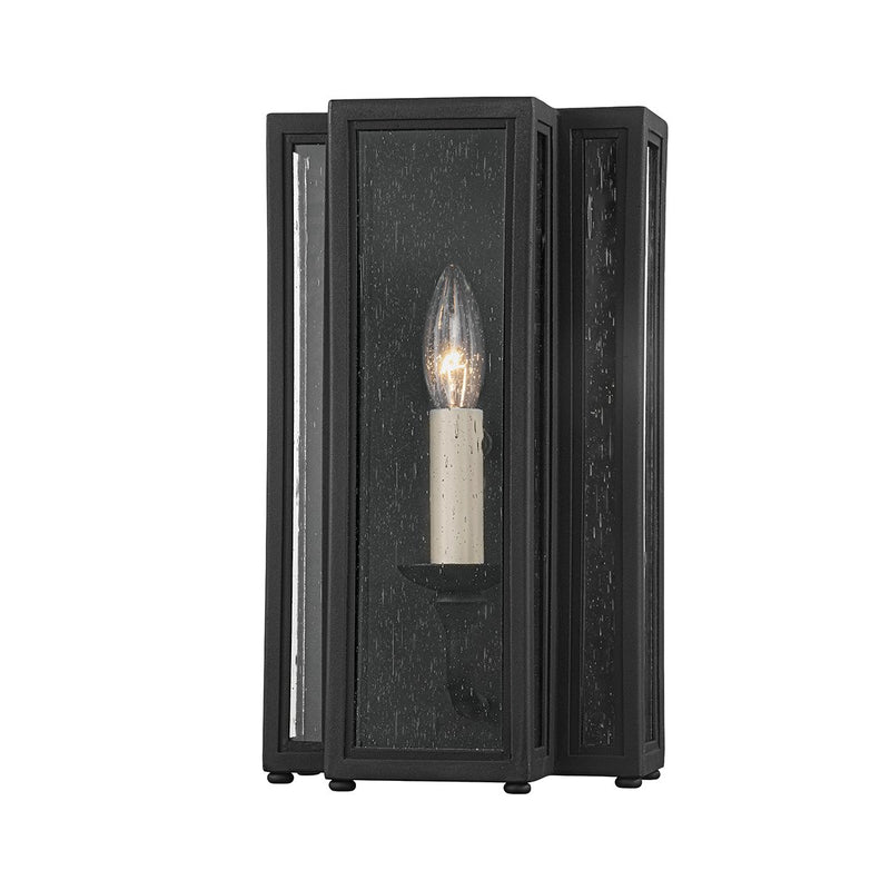 Leor Outdoor Wall Lantern in Texture Black