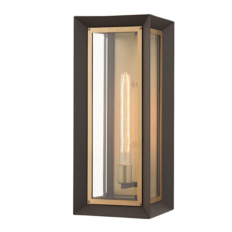 Lowry Large Outdoor Wall Lantern in Textured Bronze / Patina Brass