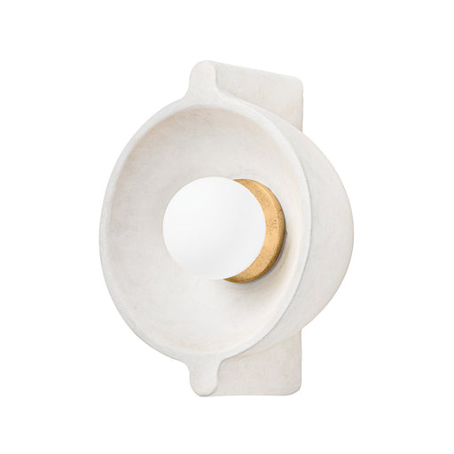 Modesto Wall Sconce in Patina Brass / Ceramic Fossil White