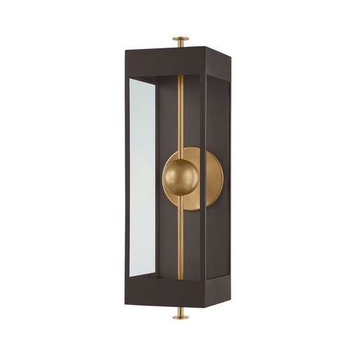 Garvey Outdoor Wall Lantern in Textured Bronze / Patina Brass