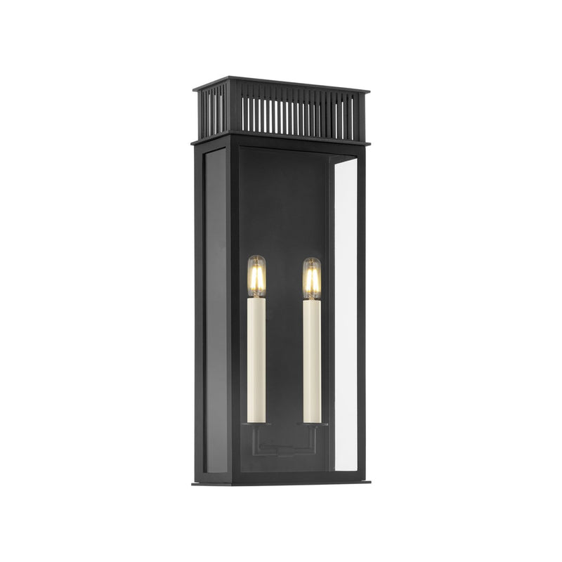 Gridley 2-Light Large Outdoor Wall Lantern in Texture Black