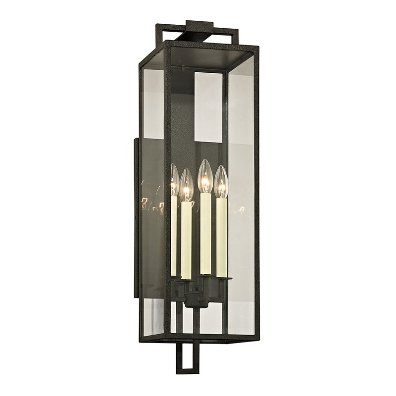 Beckham 4-Light 28.5" Outdoor Wall Lantern in Forged Iron