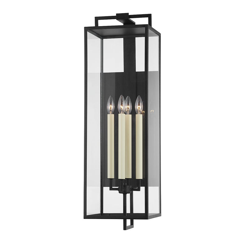 Beckham 4-Light 34" Outdoor Wall Lantern in Forged Iron