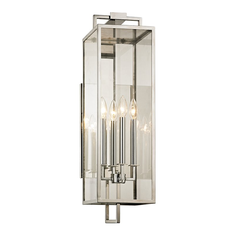 Beckham 4-Light 28.5" Outdoor Wall Lantern in Polished Stainless