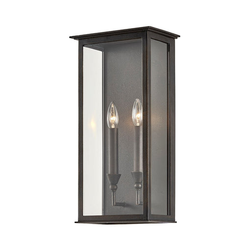 Chauncey 2-Light Iron Outdoor Wall Lantern in Vintage Bronze