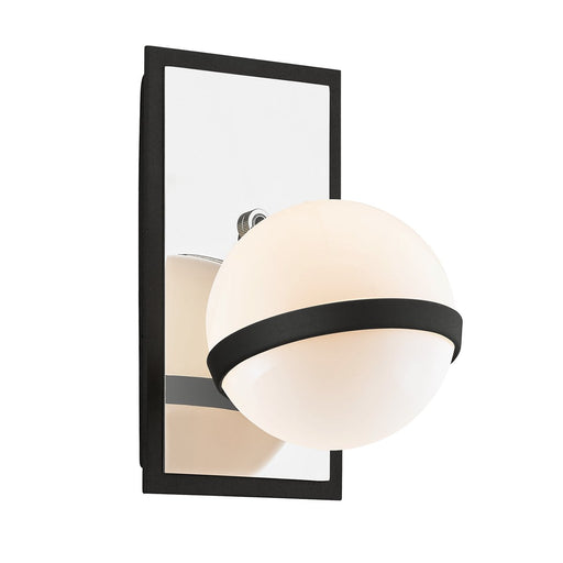 Ace Opal Glass Wall Sconce in Carbide Blk With Polished Nickel Accents