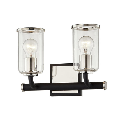 Aeon 2-Light Bath Vanity Light in Texture Black / Polished Nickel