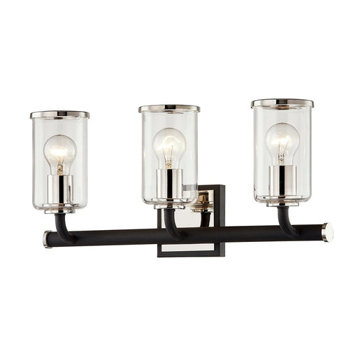 Aeon 3-Light Bath Vanity Light in Texture Black / Polished Nickel