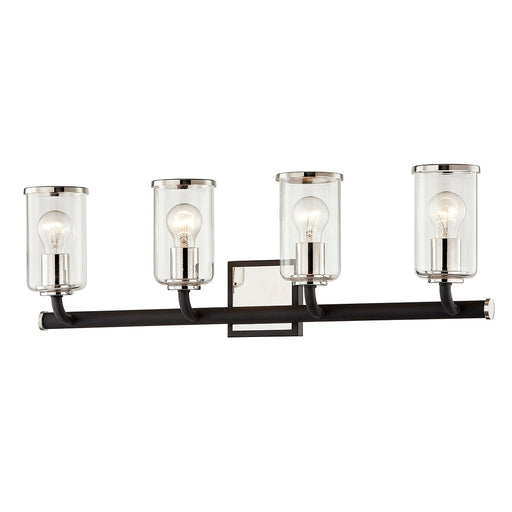 Aeon 4-Light Bath Vanity Light in Texture Black / Polished Nickel