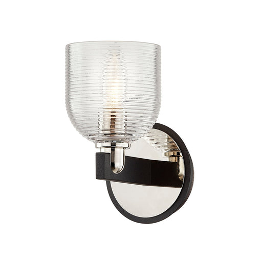 Munich Bath Sconce in Texture Black / Polished Nickel