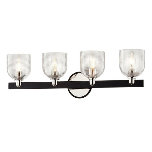 Munich 4-Light Bath Vanity Light in Carbide Blk & Pol Nickel