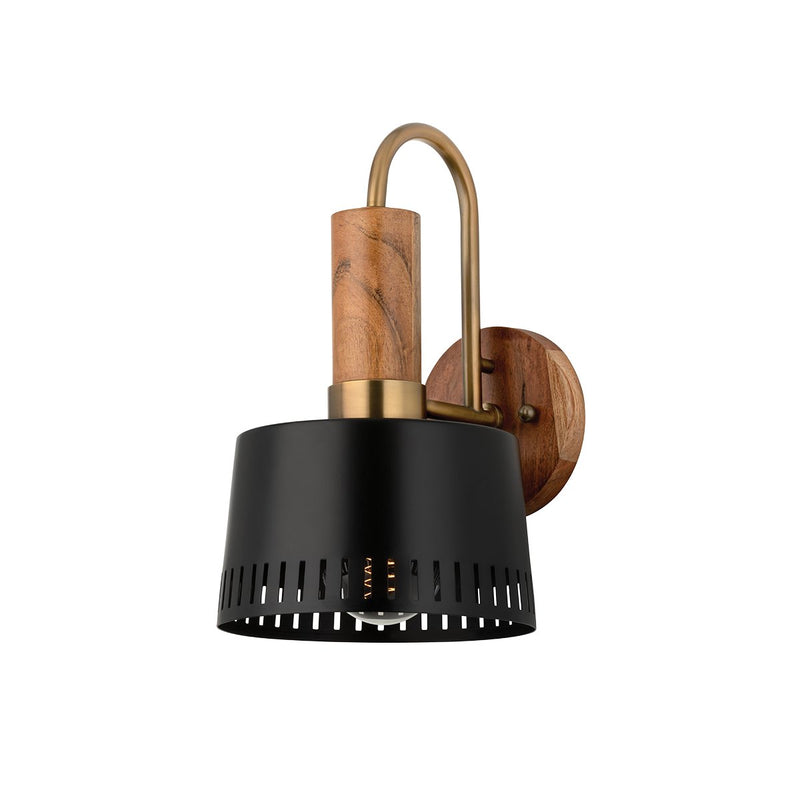 Memphis Wall Sconce in Patina Brass / Soft Black