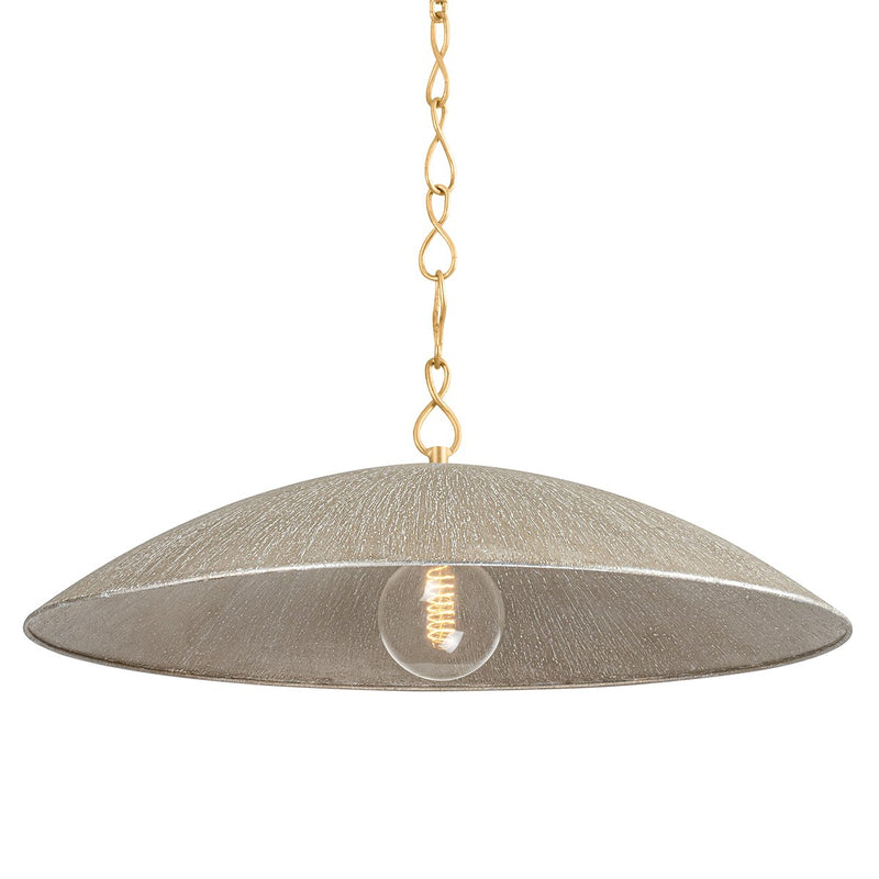 Eve 32" Pendant in Vintage Gold Leaf / Textured Warm Silver Leaf