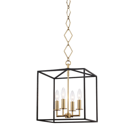 Richie 4-Light Chandelier in Aged Brass / Black