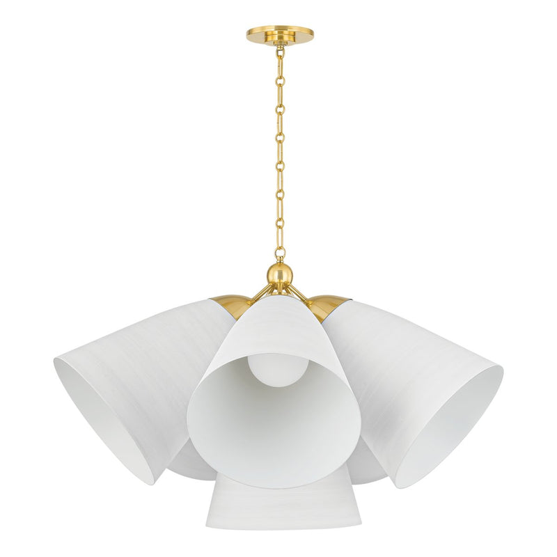 Bronson 6-Light Chandelier in Aged Brass / White Plaster
