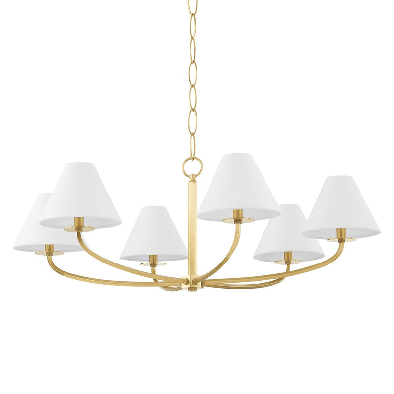 Stacey 6-Light Chandelier in Aged Brass