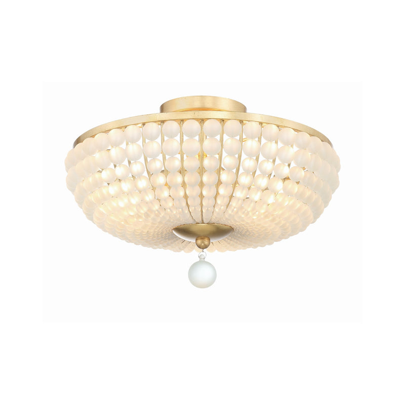 Bella 3 Light 15.75" Semi Flush Mount in Antique Gold