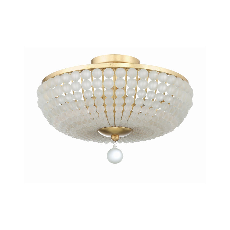 Bella 3 Light 15.75" Semi Flush Mount in Antique Gold