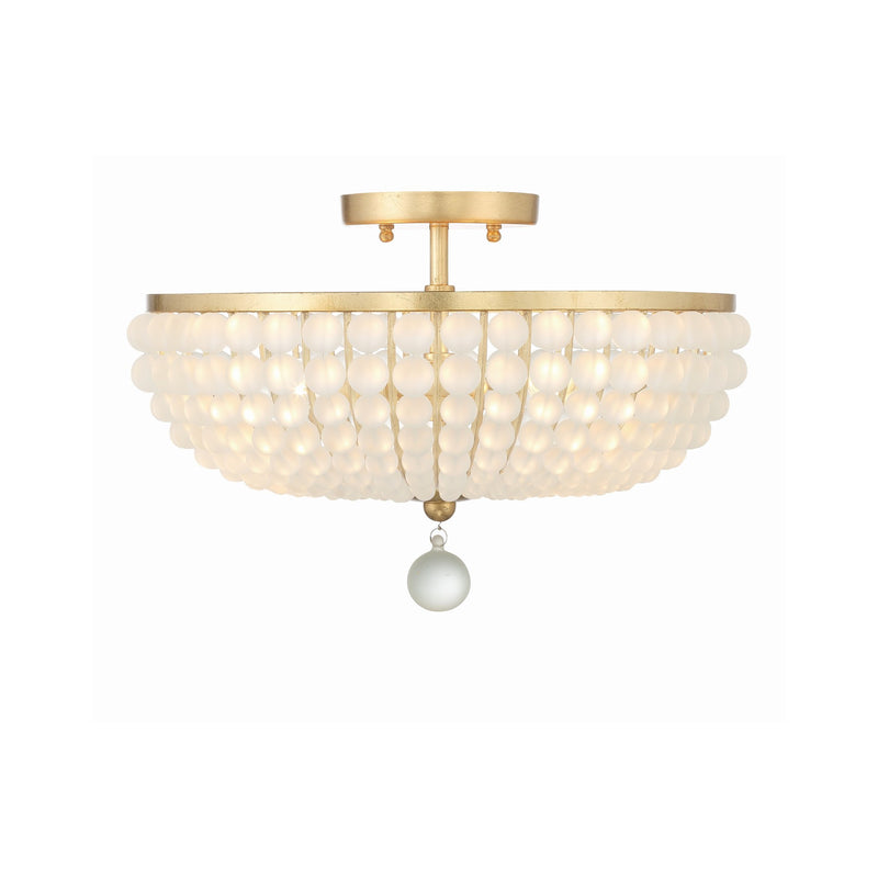 Bella 3 Light 15.75" Semi Flush Mount in Antique Gold