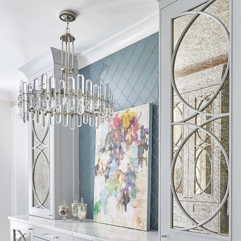 Bolton 8 Light 24.75" Chandelier in Polished Nickel in a room setting