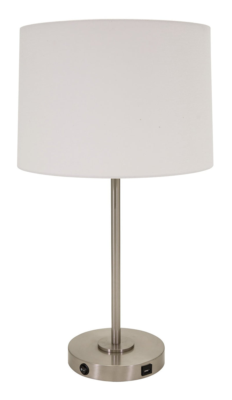 Brandon 28" Table Lamp with USB Port in Satin Nickel