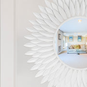 Broche 24" Mirror in Matte White in a room setting
