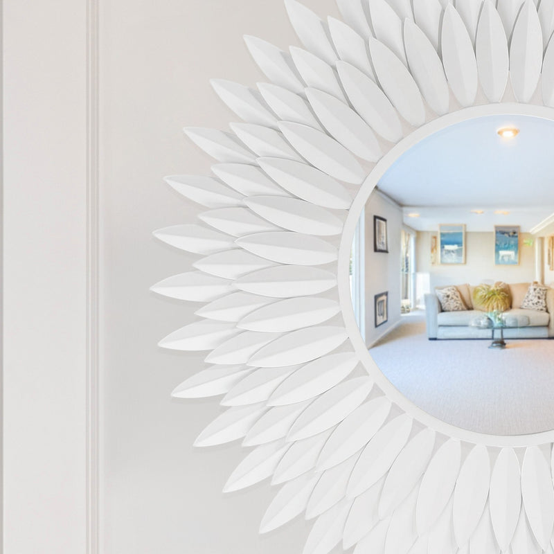 Broche 24" Mirror in Matte White in a room setting