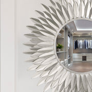 Broche 24" Mirror in Antique Silver in a room setting