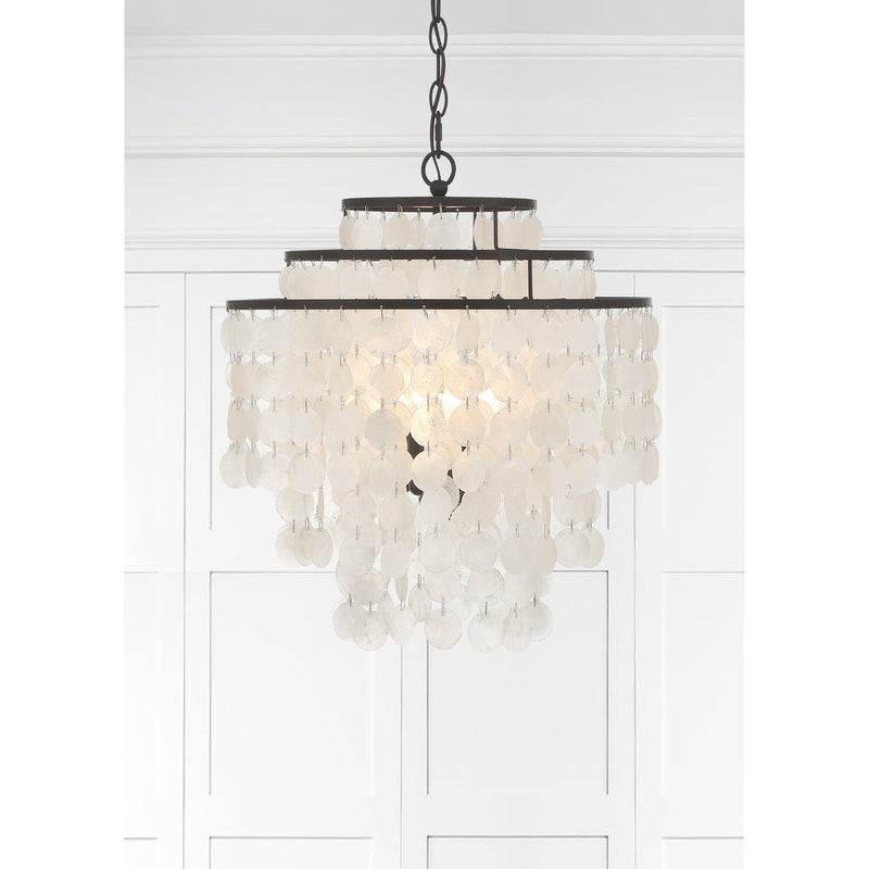 Brielle 4 Light 18" Chandelier in Dark Bronze in a room setting