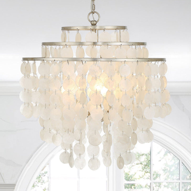 Brielle 4 Light 18" Chandelier in Antique Silver in a room setting