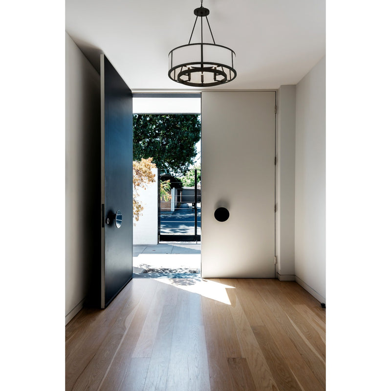 Bryant 6 Light 24" Chandelier in Black Forged in a room setting