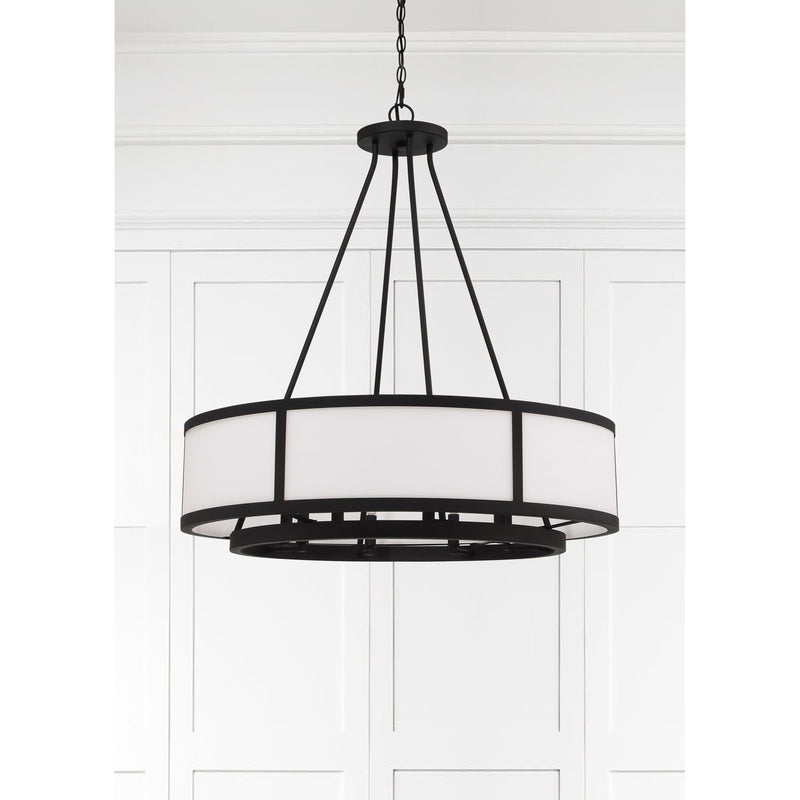 Bryant 8 Light 32" Chandelier in Black Forged in a room setting