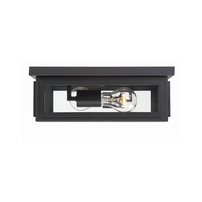 Byron 2 Light 12.75" Outdoor Flush Mount in Matte Black