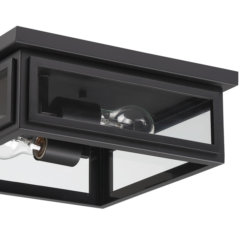 Byron 2 Light 12.75" Outdoor Flush Mount in Matte Black