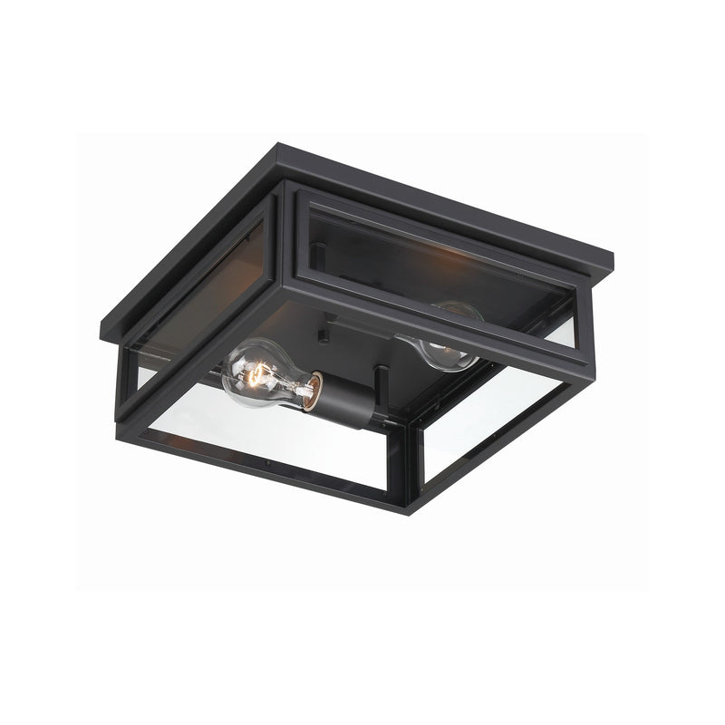 Byron 2 Light 12.75" Outdoor Flush Mount in Matte Black