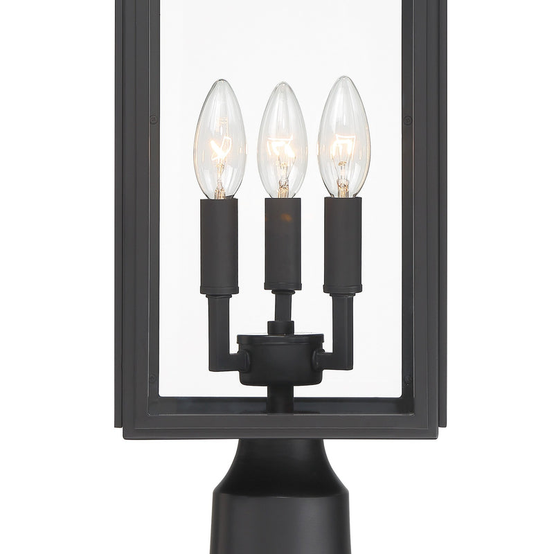 Byron 3 Light 7.5" Outdoor Post in Matte Black