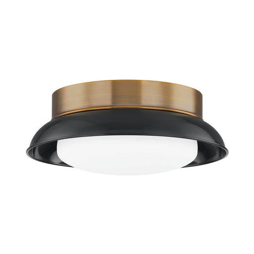 Arnie 2-Light Flush Mount in Patina Brass / Gloss Black