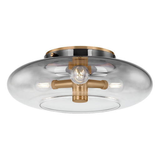 Gunner 3-Light Flush Mount in Patina Brass