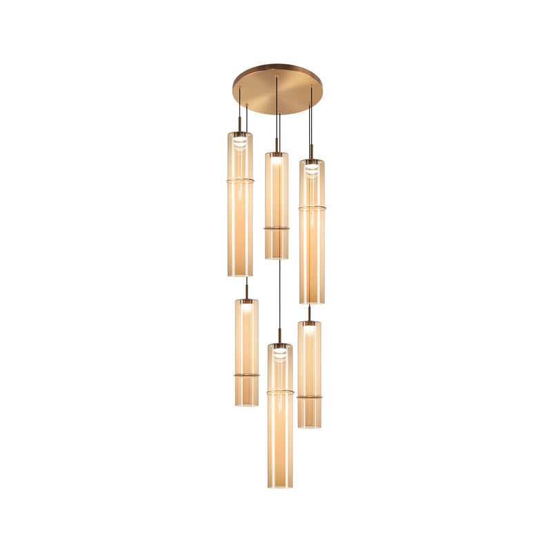 Bambu 6-Light Pendant in Aged Gold Brass