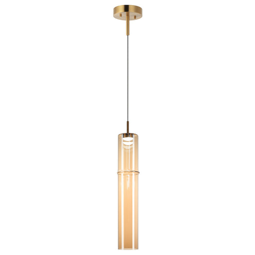 Bambu Tall Mini Pendant in Aged Gold Brass