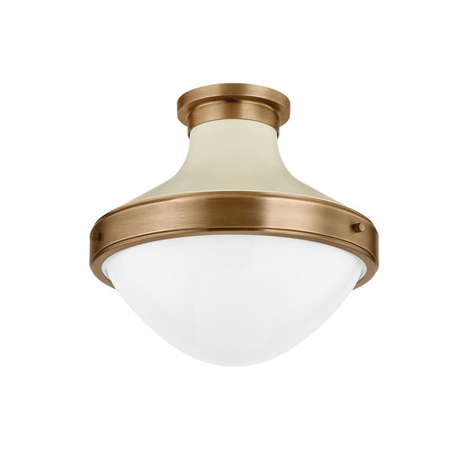 Maxton Semi-Flush Mount in Patina Brass / Soft Sand