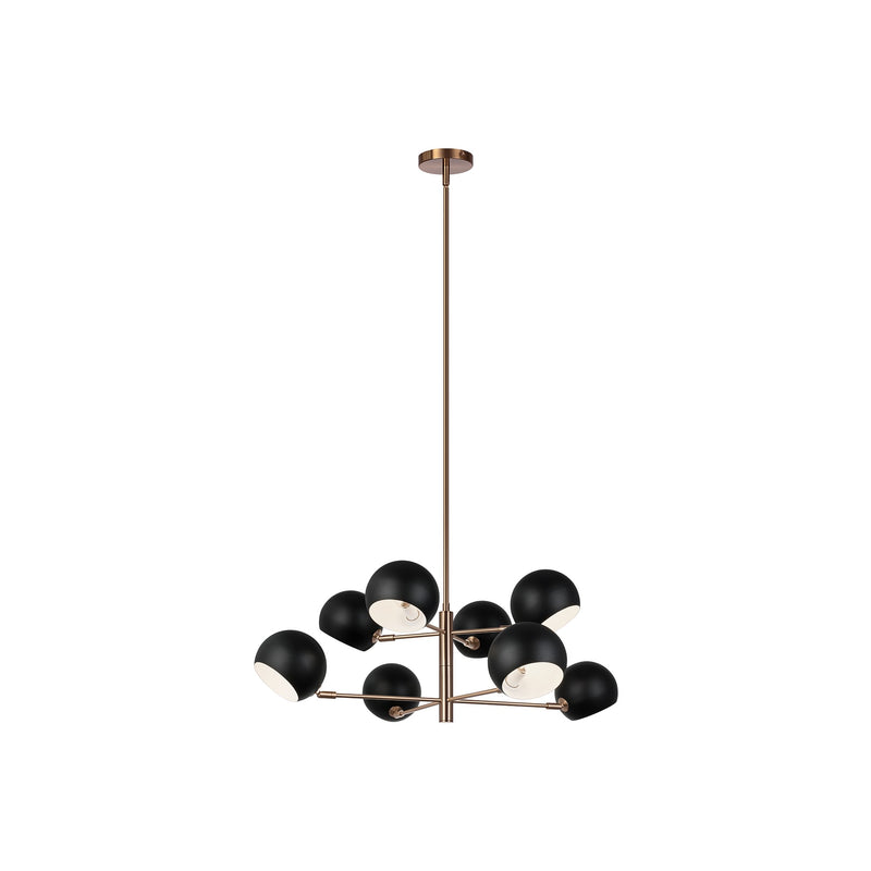 Orb 8-Light Chandelier in Matte Black / Aged Gold Brass