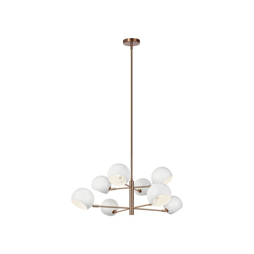 Orb 8-Light Chandelier in Matte White / Aged Gold Brass