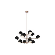 Orb 12-Light Chandelier in Matte Black / Aged Gold Brass