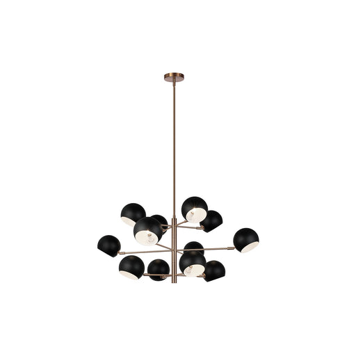 Orb 12-Light Chandelier in Matte Black / Aged Gold Brass