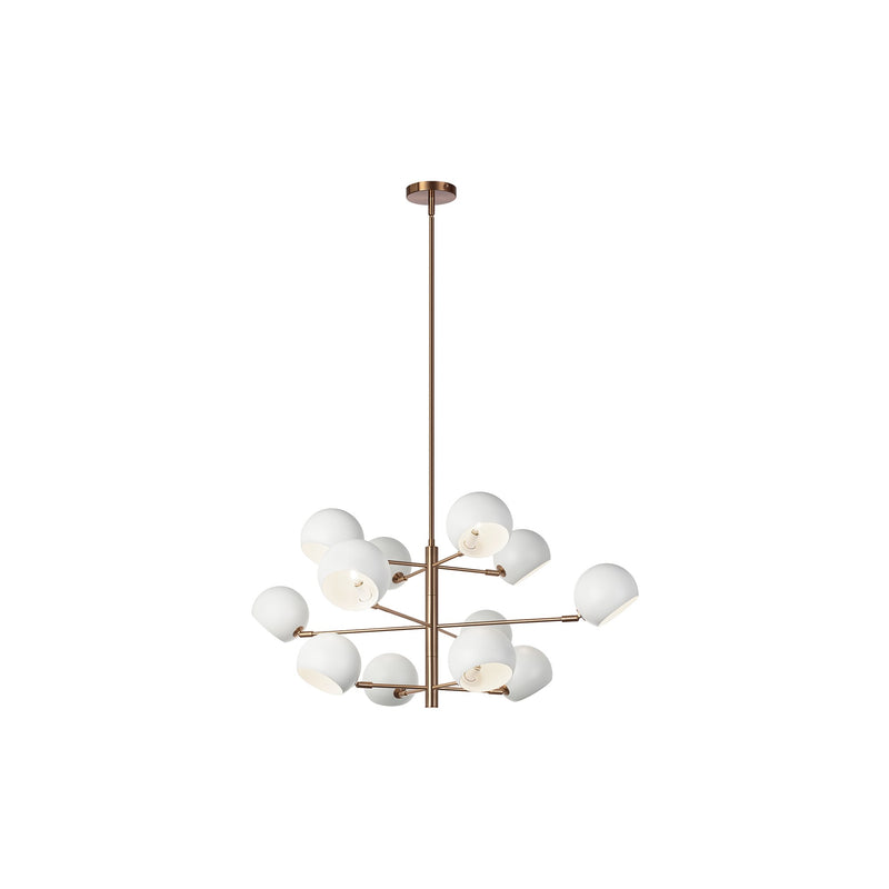 Orb 12-Light Chandelier in Matte White / Aged Gold Brass