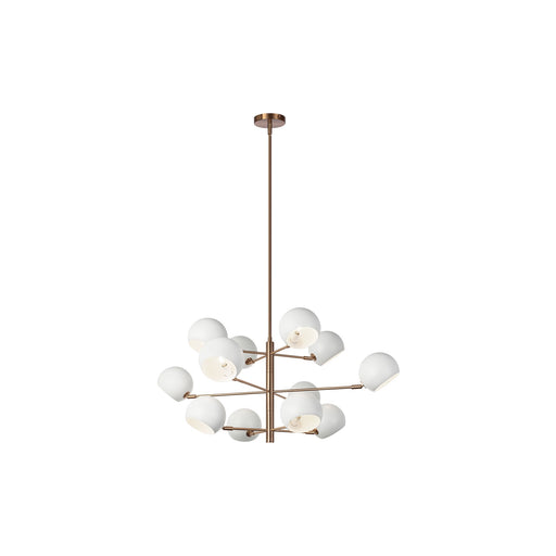 Orb 12-Light Chandelier in Matte White / Aged Gold Brass