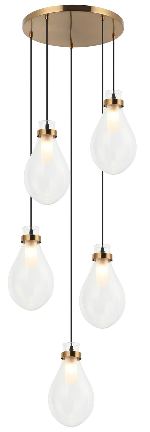 Seranna 5-Light Pendant in Aged Gold Brass