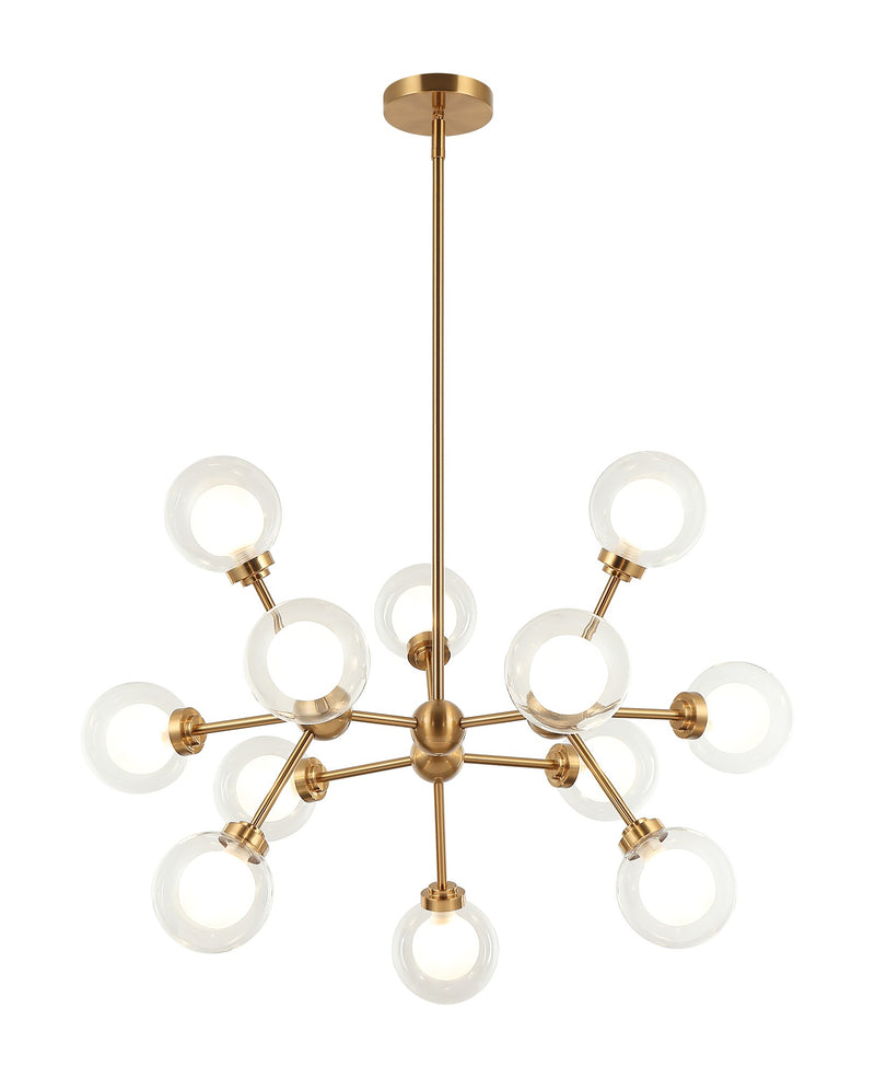 Solaris 26" 12-Light Chandelier in Aged Gold Brass