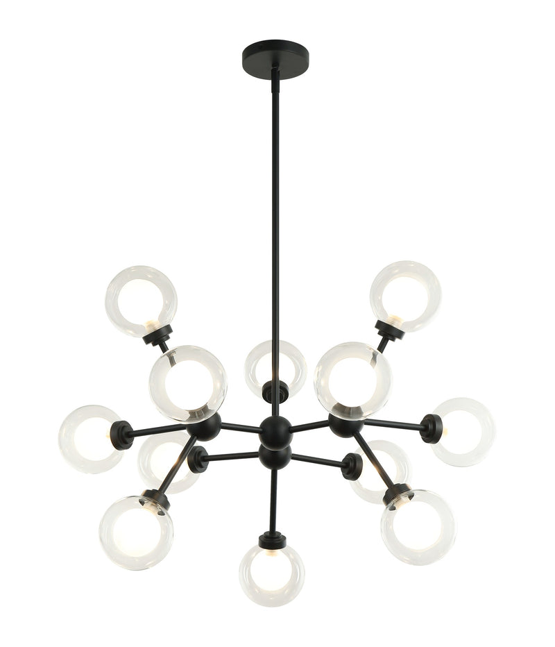 Solaris 26" 12-Light Chandelier in Matte Black